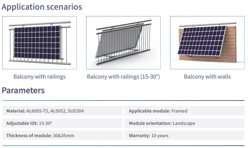 Apartment Balcony Easy Solar Kit Solar Panel Mount Hanger Wall Mounting Solar Panel Balcony Bracket