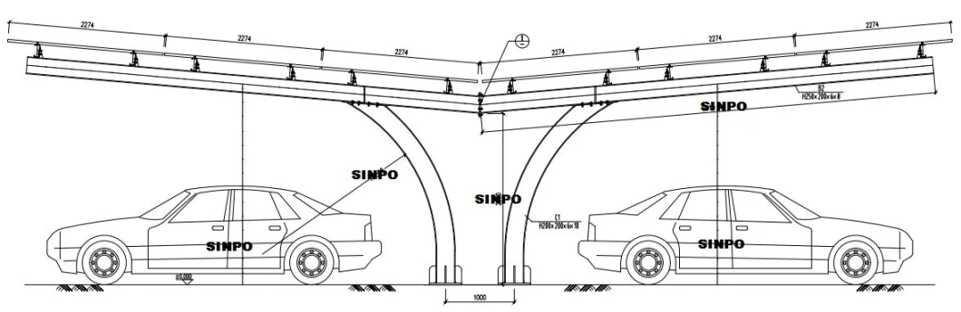 Double Row Solar Carport Structure Reasonable Price Single Pole Solar Carport Energy System